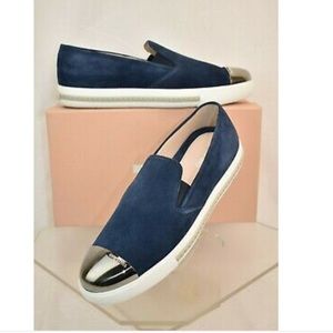 Miu Miu silver Cap navy Suede Sneakers